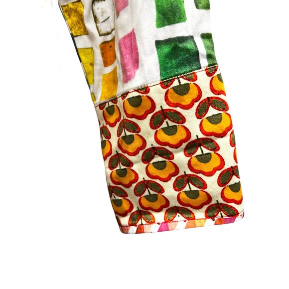 TIZZIE (Dizzy Lizzy) Rome color code block artsy effortless button blouse sz L - Picture 4 of 9